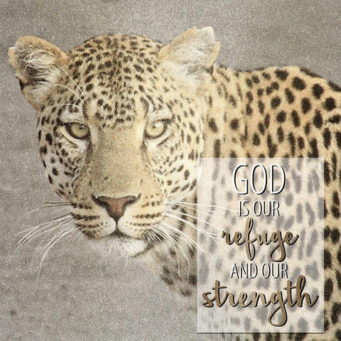 God Is Our Refuge Leopard White Modern Wood Framed Art Print with Double Matting by Allen, Kimberly