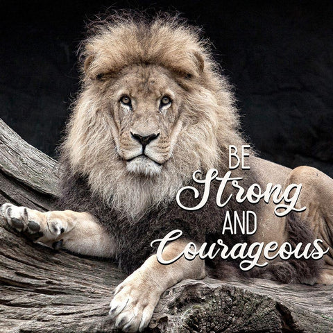 Be Strong Lion Gold Ornate Wood Framed Art Print with Double Matting by Allen, Kimberly