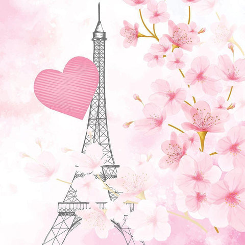 Cherry Blossom Paris 3 White Modern Wood Framed Art Print by Allen, Kimberly