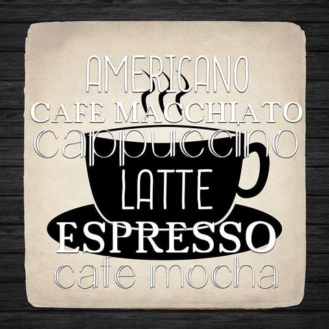Coffee Gets Me 2 Black Modern Wood Framed Art Print with Double Matting by Allen, Kimberly