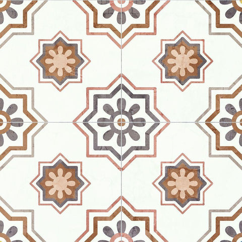 Washed Tiles 3 White Modern Wood Framed Art Print with Double Matting by Allen, Kimberly