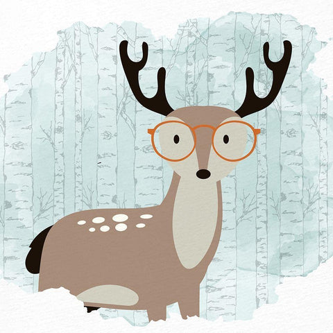 Forest Fun 2 White Modern Wood Framed Art Print with Double Matting by Allen, Kimberly
