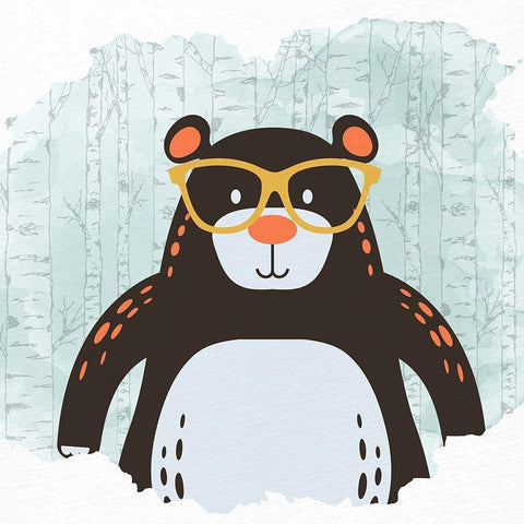 Forest Fun 4 White Modern Wood Framed Art Print with Double Matting by Allen, Kimberly