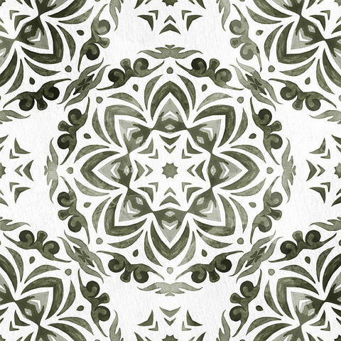 Warm Tile 2 White Modern Wood Framed Art Print with Double Matting by Allen, Kimberly