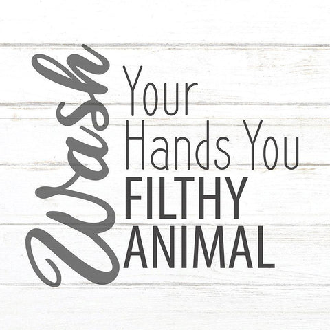 Wash Your Hands White Modern Wood Framed Art Print with Double Matting by Allen, Kimberly