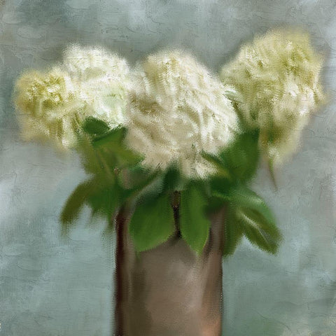 Hydrangeas White Modern Wood Framed Art Print with Double Matting by Allen, Kimberly