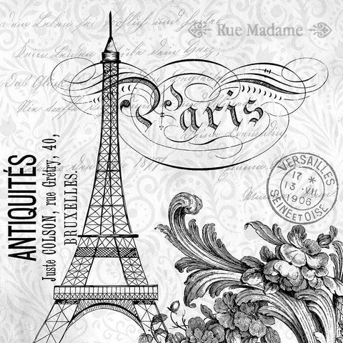 Paris Vintage 1 White Modern Wood Framed Art Print by Allen, Kimberly