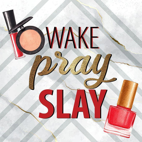 Wake Pray 1 Black Modern Wood Framed Art Print with Double Matting by Allen, Kimberly