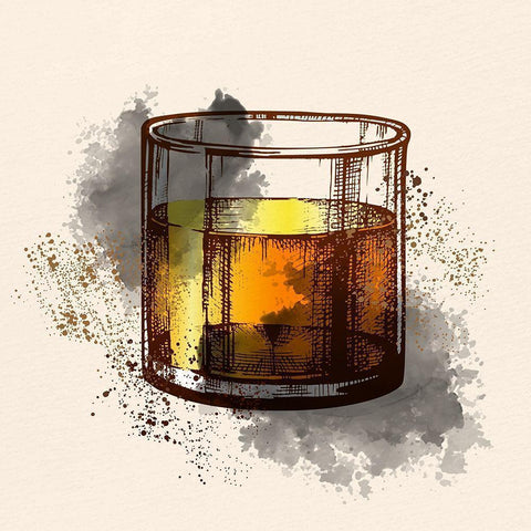 Whiskey Glass 1 Black Modern Wood Framed Art Print by Allen, Kimberly