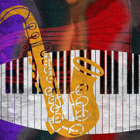 Jazz Flow 2 Gold Ornate Wood Framed Art Print with Double Matting by Allen, Kimberly