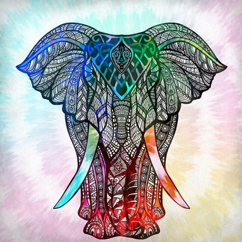 Elephant Mandala Black Modern Wood Framed Art Print with Double Matting by Allen, Kimberly