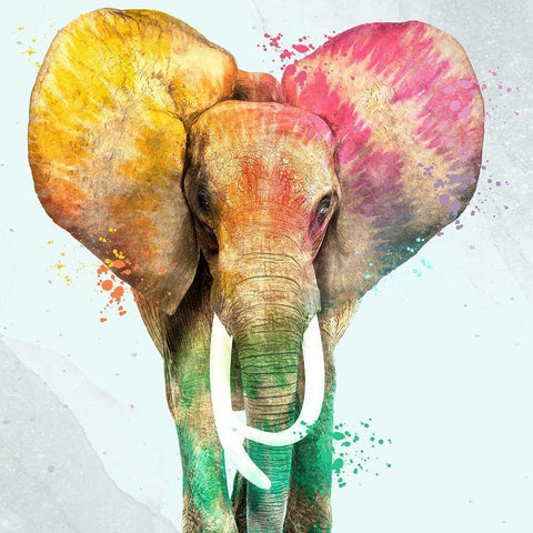 Tie Die Elephant 2 Black Modern Wood Framed Art Print by Allen, Kimberly
