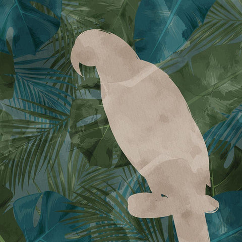 Parrot Silhouette 2 White Modern Wood Framed Art Print with Double Matting by Allen, Kimberly