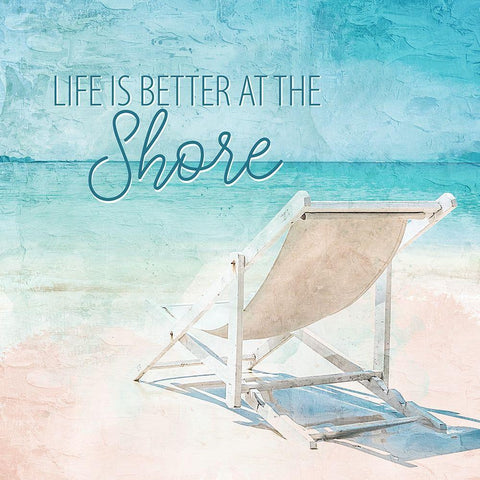 Life At The Shore Black Modern Wood Framed Art Print with Double Matting by Allen, Kimberly