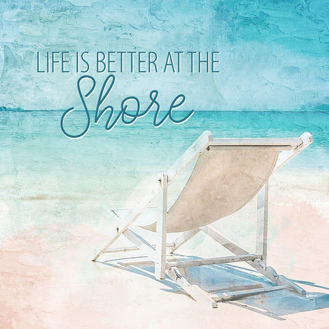 Life At The Shore White Modern Wood Framed Art Print with Double Matting by Allen, Kimberly