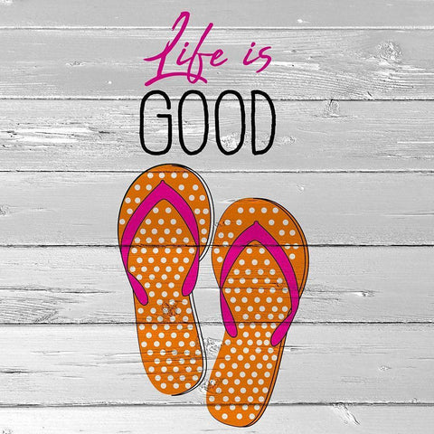 Flip Flop Life Black Ornate Wood Framed Art Print with Double Matting by Allen, Kimberly