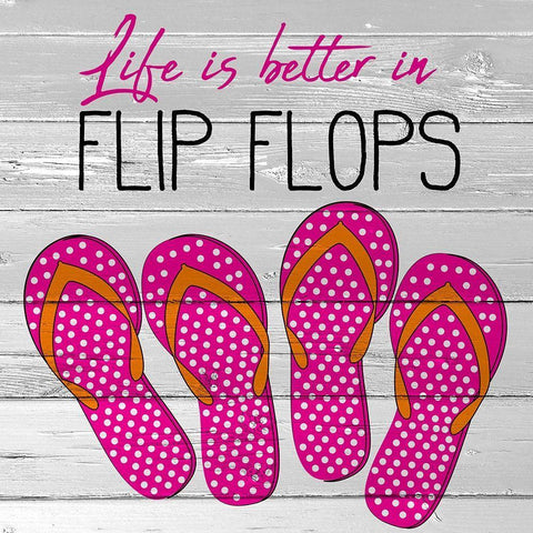 Flip Flops White Modern Wood Framed Art Print with Double Matting by Allen, Kimberly
