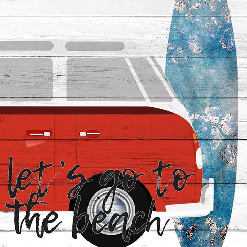 Lets Go to the Beach Black Ornate Wood Framed Art Print with Double Matting by Allen, Kimberly