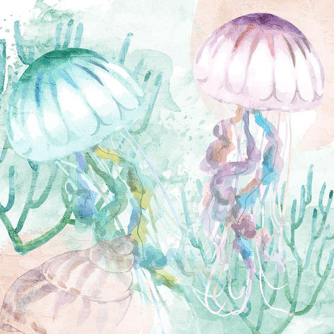 Jelly Fish Black Modern Wood Framed Art Print by Allen, Kimberly