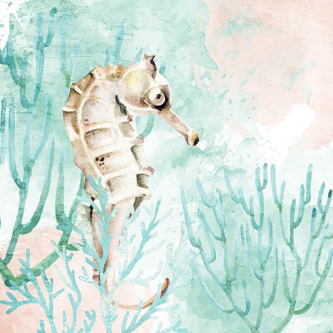 Seahorse Swim White Modern Wood Framed Art Print with Double Matting by Allen, Kimberly