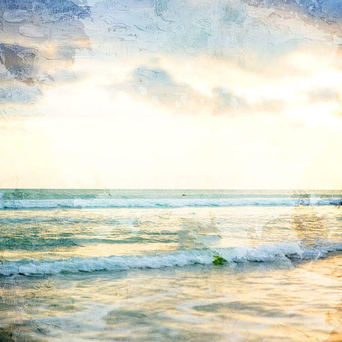 Sunset Waves White Modern Wood Framed Art Print by Allen, Kimberly