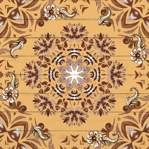 Browns Tiles 1 Gold Ornate Wood Framed Art Print with Double Matting by Allen, Kimberly