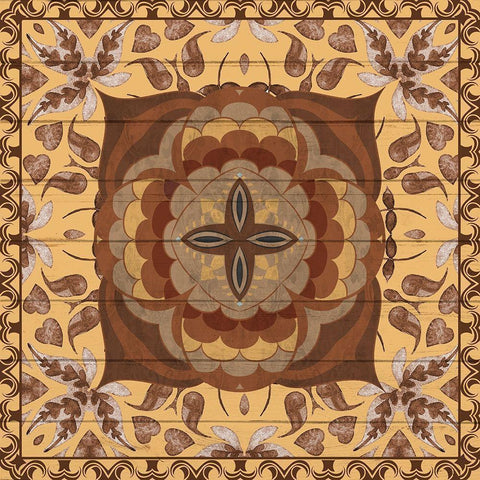 Brown Tiles 2 Gold Ornate Wood Framed Art Print with Double Matting by Allen, Kimberly