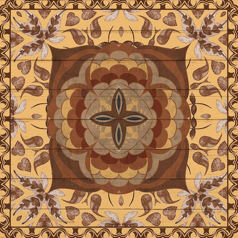 Brown Tiles 2 White Modern Wood Framed Art Print with Double Matting by Allen, Kimberly