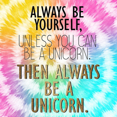 Tie Dye Unicorn 2 Black Modern Wood Framed Art Print with Double Matting by Allen, Kimberly