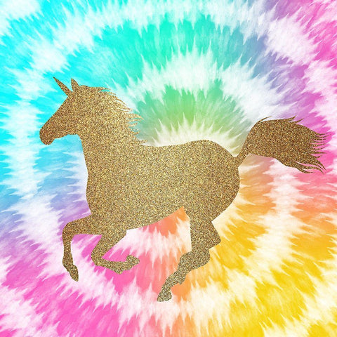 Tie Dye Unicorn 3 Black Modern Wood Framed Art Print by Allen, Kimberly
