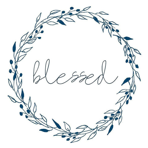 Wreath Blessed Black Modern Wood Framed Art Print with Double Matting by Allen, Kimberly