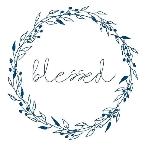 Wreath Blessed Black Ornate Wood Framed Art Print with Double Matting by Allen, Kimberly