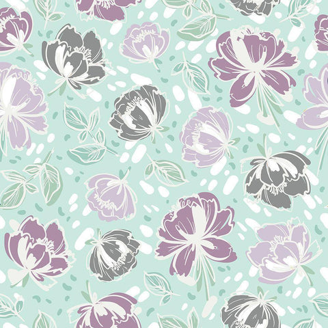 Lilac Florals Pattern Gold Ornate Wood Framed Art Print with Double Matting by Allen, Kimberly