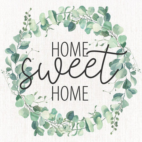 Home Sweet Home Wreath White Modern Wood Framed Art Print with Double Matting by Allen, Kimberly