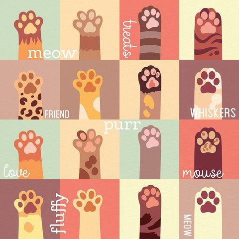 Meow Paw Black Modern Wood Framed Art Print with Double Matting by Allen, Kimberly