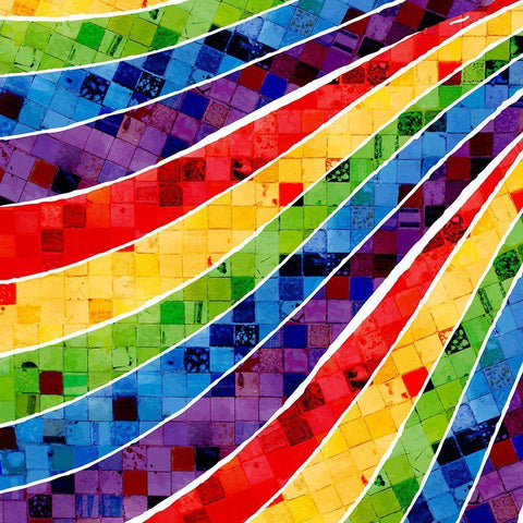 Vintage Tile Rainbow White Modern Wood Framed Art Print with Double Matting by Allen, Kimberly