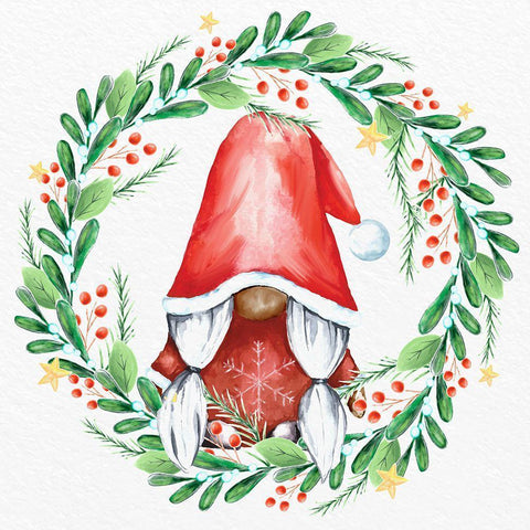 Gnome Wreath 2 v2 White Modern Wood Framed Art Print by Allen, Kimberly