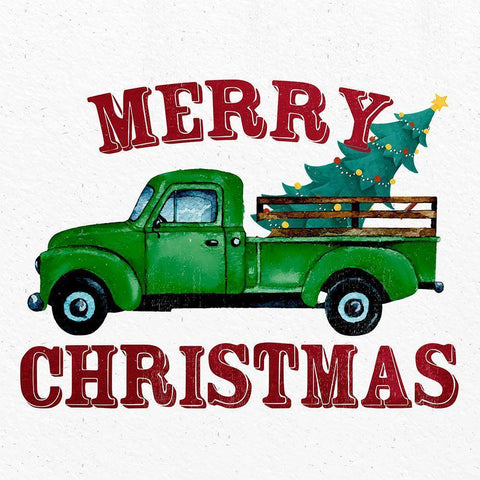 Merry Christmas Truck Gold Ornate Wood Framed Art Print with Double Matting by Allen, Kimberly