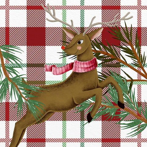 Reindeer Plaid 2 Black Ornate Wood Framed Art Print with Double Matting by Allen, Kimberly