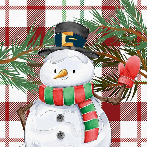 Snowman Plaid 2 Black Modern Wood Framed Art Print by Allen, Kimberly