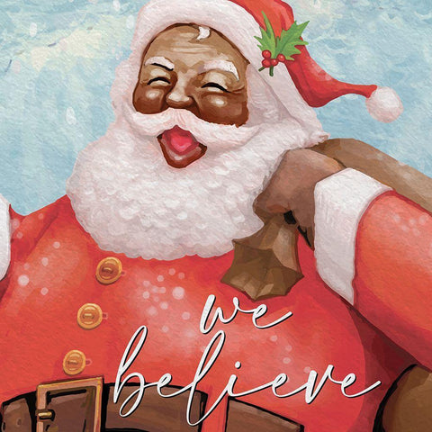 We Believe Santa v2 White Modern Wood Framed Art Print with Double Matting by Allen, Kimberly