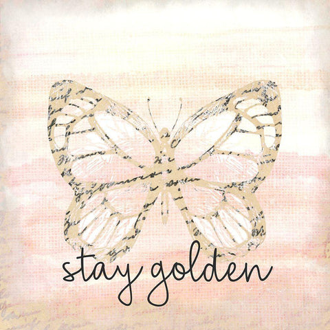 Stay Golden Butterfly Gold Ornate Wood Framed Art Print with Double Matting by Allen, Kimberly