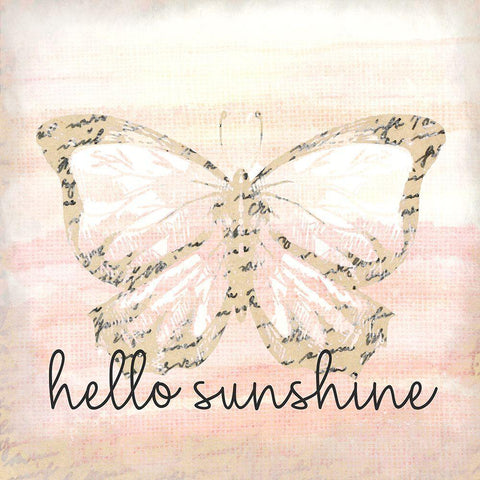 Hello Sunshine Butterfly Black Ornate Wood Framed Art Print with Double Matting by Allen, Kimberly