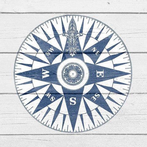 Wood Compass White Modern Wood Framed Art Print by Allen, Kimberly