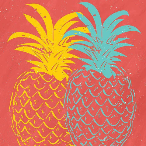 Pineapple Summer White Modern Wood Framed Art Print by Allen, Kimberly