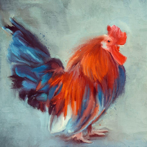 Rooster 1 Black Modern Wood Framed Art Print by Allen, Kimberly