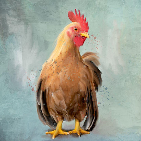 Rooster 2 White Modern Wood Framed Art Print with Double Matting by Allen, Kimberly