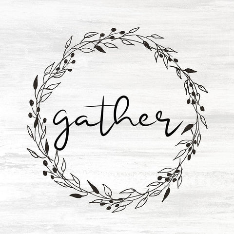 Gather Wreath White Modern Wood Framed Art Print with Double Matting by Allen, Kimberly