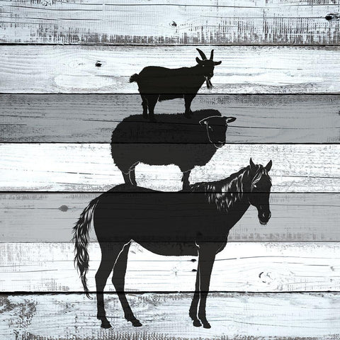 Neigh Baa Black Modern Wood Framed Art Print with Double Matting by Allen, Kimberly