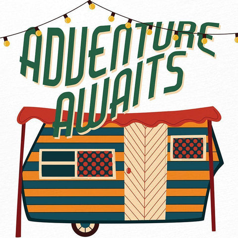 Happy Camper 2 Black Ornate Wood Framed Art Print with Double Matting by Allen, Kimberly